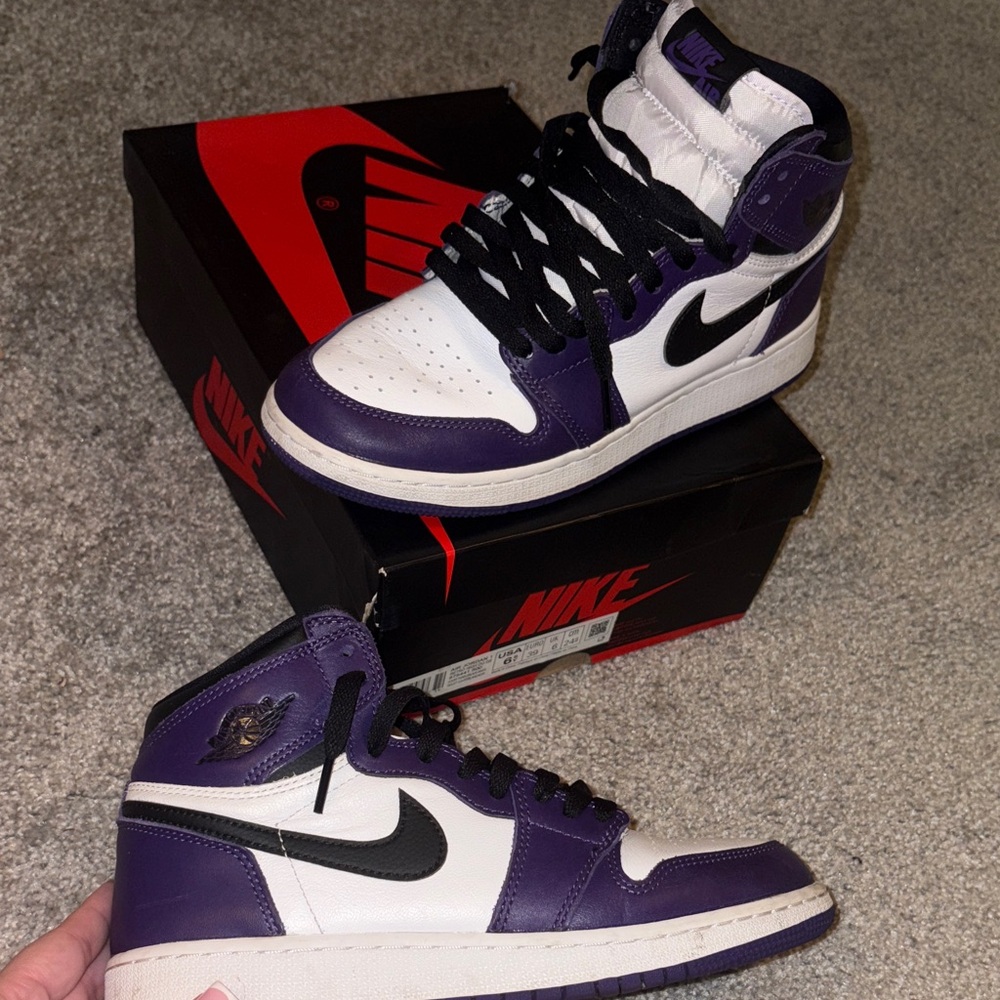 Nike Air Jordan 1 High Court Purple and White